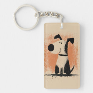 Süße Hunde-Illustration – Minimalistische Cartoon- Schlüsselanhänger