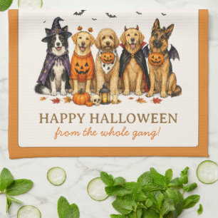 Süße Hunde in Kostümen Halloween Geschirrtuch