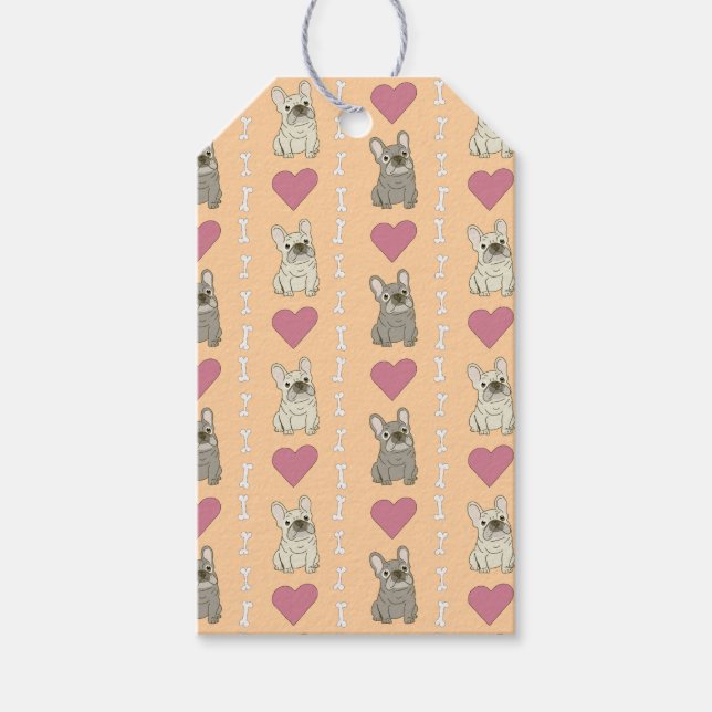 Süße Hunde, Knochen und Herzen Geschenkanhänger (Vorderseite)
