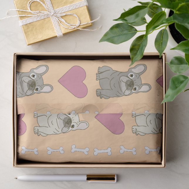 Süße Hunde, Knochen und Herzen Seidenpapier (Geschenk)