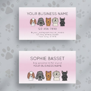Süße Hunde Moderne Gradiant Rosa Grooming Visitenkarte