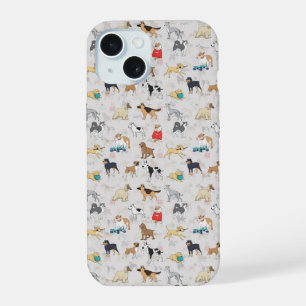 Süße Hunde Muster Design Weiß iPhone 15 Hülle