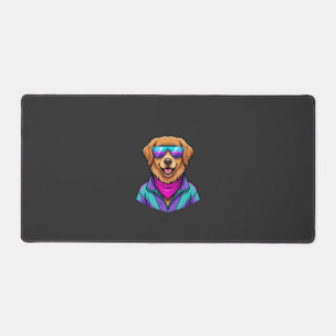 Süße Hunde-Sonnenbrille Retro-Neon-Kunst_1 Schreibtischunterlage
