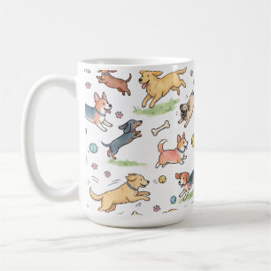 Süße Hunde spielen überall Kaffeetasse
