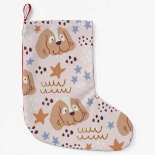 Süße Hunde, Sterne, Linien: nahtloses Vintage-Must Kleiner Weihnachtsstrumpf