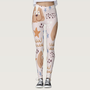 Süße Hunde, Sterne, Linien: nahtloses Vintage-Must Leggings