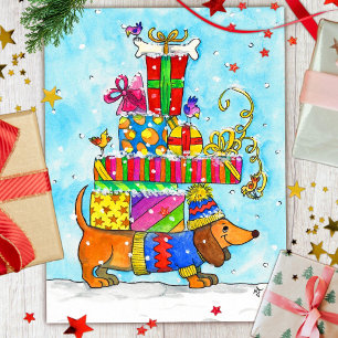 Süße Hunde-Weihnachts-Postkarte Postkarte