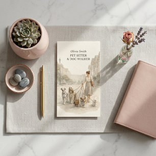 Süße Hundeausführerin Haustiersitterin Mädchen Vis Visitenkarte