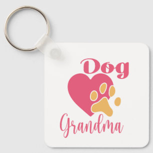 Süße Hundefreundin Rosa Herz Pfotenabdruck Grafik Schlüsselanhänger