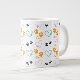 Süße Hundeliebhaber Pfotenabdrücke Jumbo-Tasse