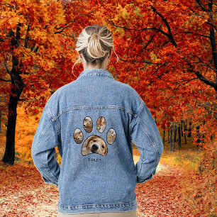 Süße Hundemutter Haustier Foto Collage Personalisi Jeansjacke