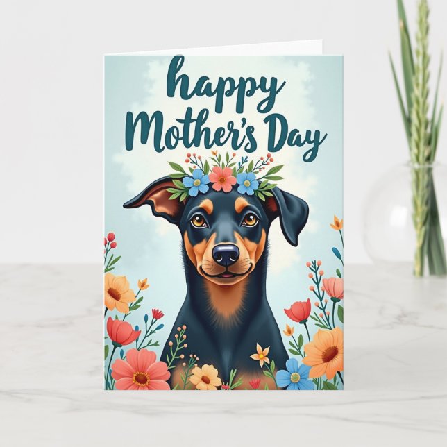 Süße Hundemuttertags-Blumenkarte Karte (Vorderseite)
