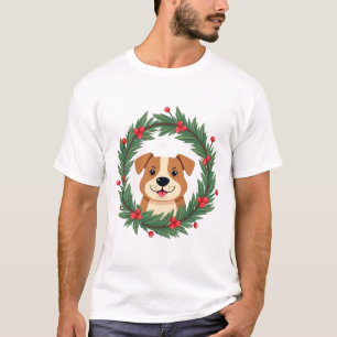 Süße Hundenase Weihnachtskranz Weihnachten Hunde-M T-Shirt