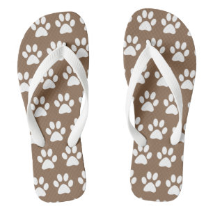 Süße Hundepfotenabdrücke Lustiges Muster Modern Br Flip Flops