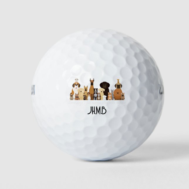 Süße Hunderassen Tier Monogramm Kunst Golfball (Vorderseite)