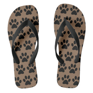 Süße Hundetaten-Druck Muster Schwarz Braun Stylisc Flip Flops