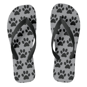 Süße Hundetaten-Druck Muster Schwarz Grau Stylisch Flip Flops