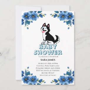 Süße Husky-Hund-Blumen-Baby-Shower-Einladung Einladung