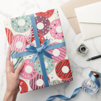 Süße Ich-liebe-dich-Doughnuts-Geschenkpapier Geschenkpapier