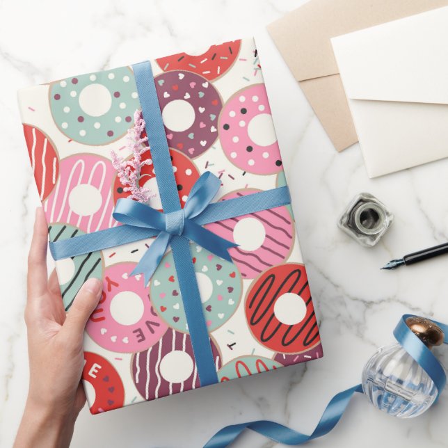 Süße Ich-liebe-dich-Doughnuts-Geschenkpapier Geschenkpapier (Schenken)