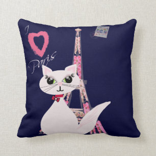 Süße Ich liebe Paris Katze Kissen