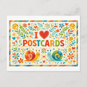 Süße "Ich liebe Postkarten" Postkarte