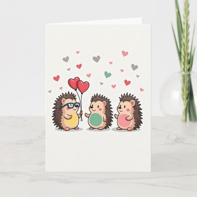 Süße Igel lieben Grußkarten mit Herzen Karte (Vorderseite)