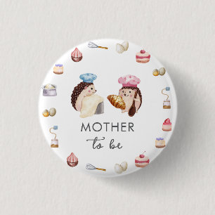 Süße Igelköchin Backmutter werdende Mutter Baby-Pa Button
