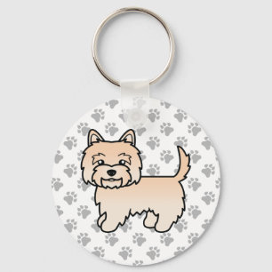 Süße Illustration des Cream Cairn Terrier Hundes & Schlüsselanhänger