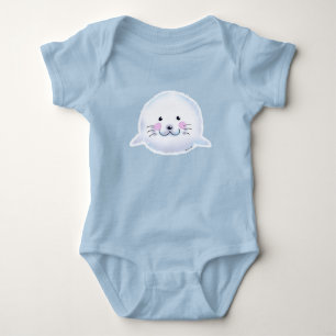 Süße Illustration einer flauschigen Babyrobbe Baby Strampler