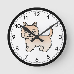 Süße Illustration eines Cairn Terrier Hundes in Cr Runde Wanduhr