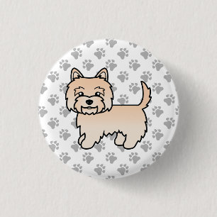 Süße Illustration eines Cream Cairn Terrier Hundes Button