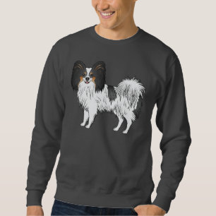 Süße Illustration eines dreifarbigen Papillon-Hund Sweatshirt