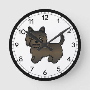 Süße Illustration eines dunklen Cairn Terrier-Hund Runde Wanduhr