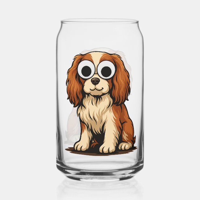Süße Illustration eines Hundes mit Glubschaugen Dosenglas (Vorderseite)