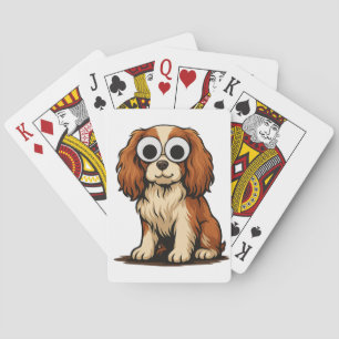 Süße Illustration eines Hundes mit Glubschaugen Spielkarten