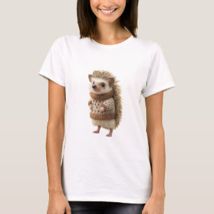 Süße Illustration eines Igels im gestrickten Pullo T-Shirt