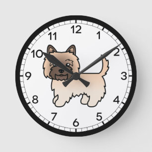 Süße Illustration eines Wheaten Cairn Terrier Hund Runde Wanduhr