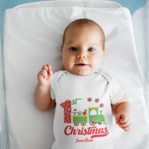 Süße individuelle erste Weihnachten des Babys Zug  Baby Strampler