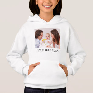 Süße individuelle Foto- und Namens-Text weiße Kind Hoodie