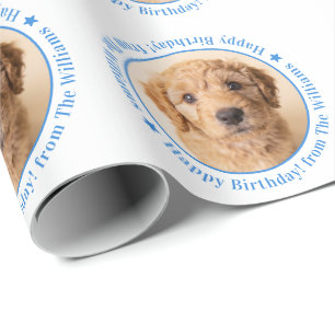 Süße individuelle Hunde-Fotogeburtstagsfeier Geschenkpapier
