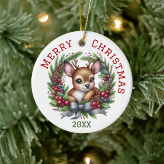 Süße individuelle Weihnachtshirsche Keramik Ornament