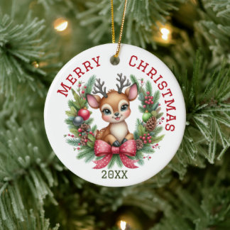 Süße individuelle Weihnachtshirsche Keramik Ornament