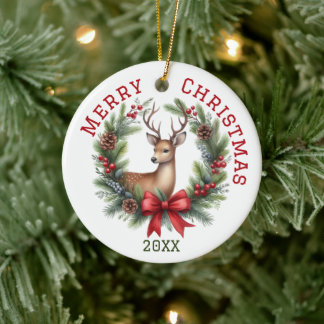 Süße individuelle Weihnachtshirsche Keramik Ornament