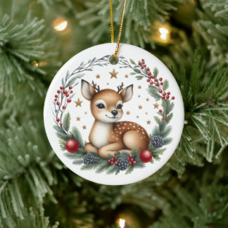 Süße individuelle Weihnachtshirsche Keramik Ornament