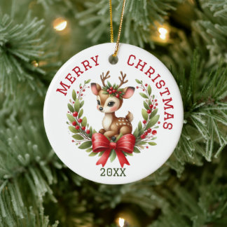 Süße individuelle Weihnachtshirsche Keramik Ornament