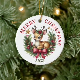 Süße individuelle Weihnachtshirsche Keramik Ornament