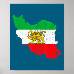 Süße Iran-Flagge Karte Löwe Persisch Poster