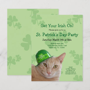 Süße irische Katzen-Einladungen zur St. Patrick's Einladung