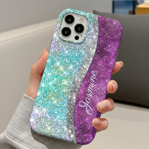 Süße irisierende lila türkisfarbene falsche Glitte Case-Mate iPhone Hülle